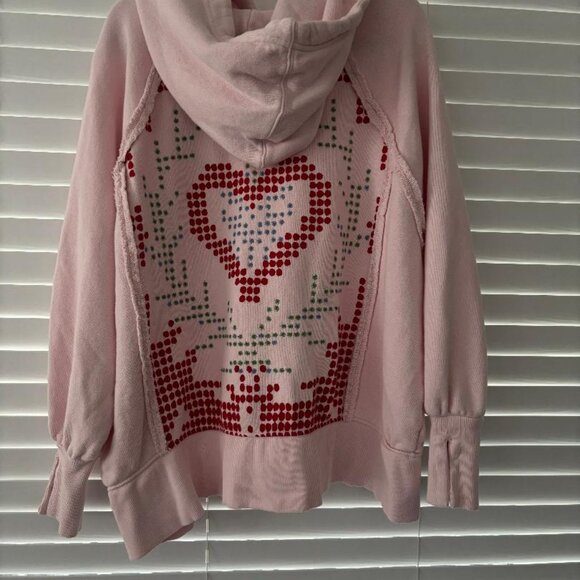 Free People Keepsake Hoodie Sweatshirt Embroidered Oversized XS - Picture 9 of 9